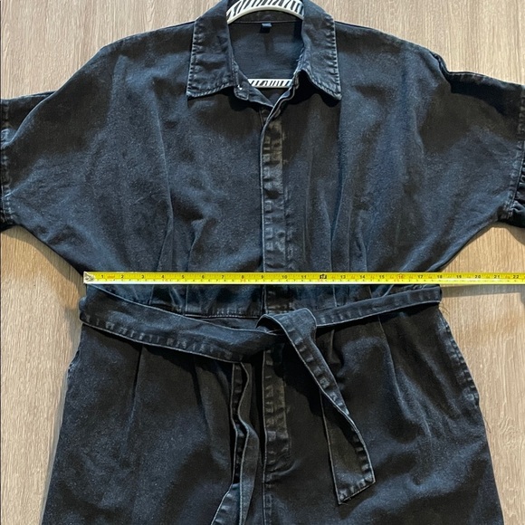 Women’s Black Ballon Sleeve Denim Romper with Belt Extra Large Causal Cotton - Picture 15 of 16